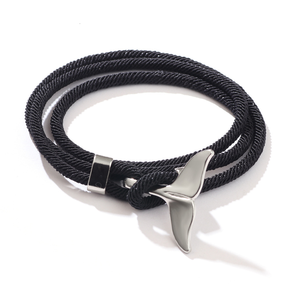 Line Beach Ocean Style Whale Tail Woven Multi-loop Wrap Personality Bracelet ddmymoon