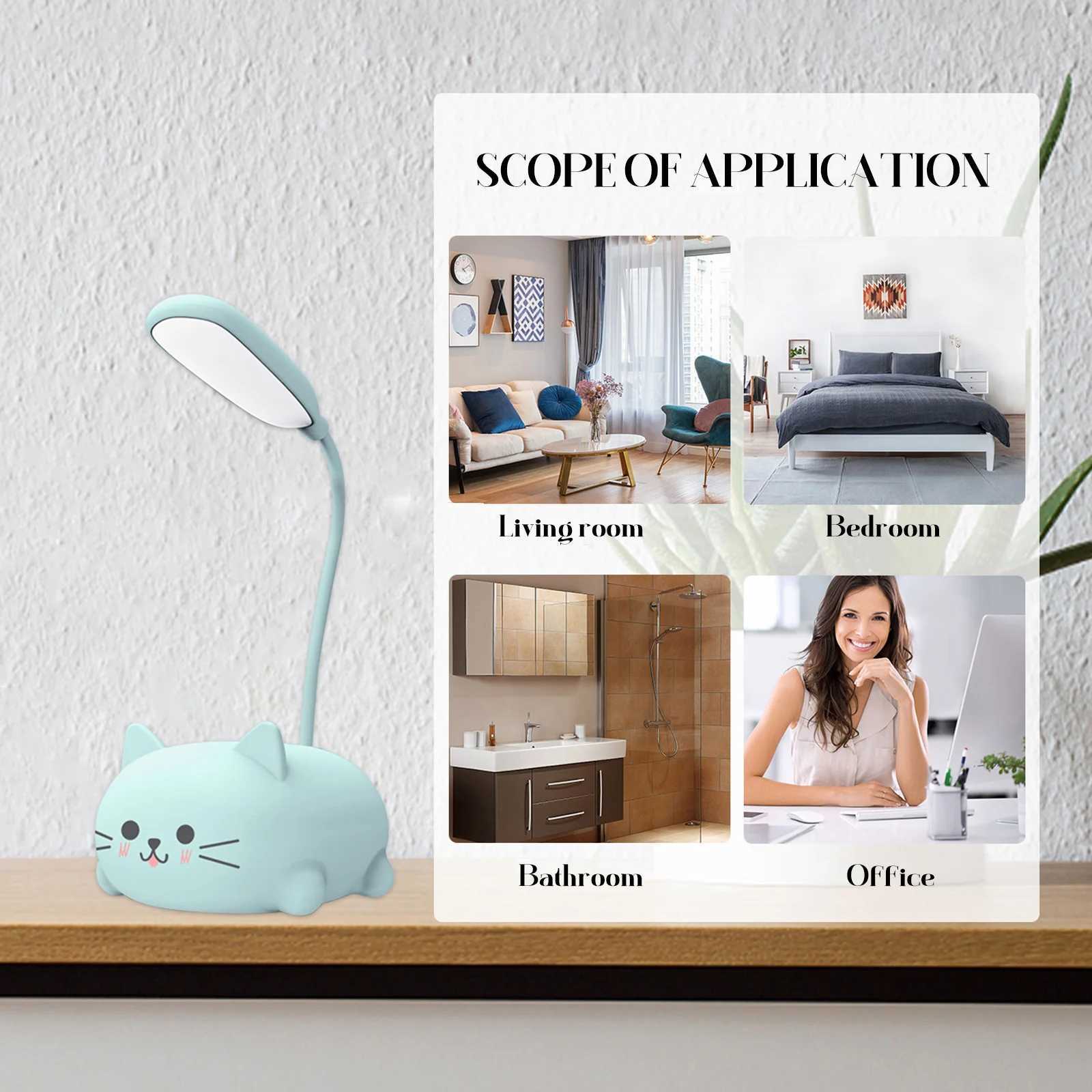 USB Night Light Foldable Cute Cat Student Learning Light Rechargeable 400mAh Adjustable Gooseneck Kids Gifts for Bedroom Office C250913