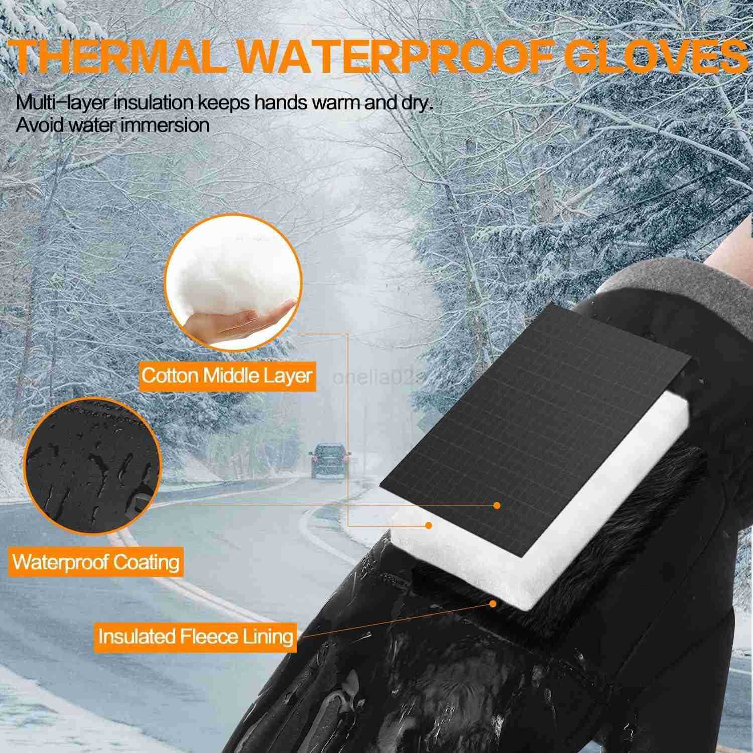 Winter Waterproof Gloves for Women Water Proof Touch Screen Gloves for Men Running Hiking Cold Weather Touchscreen Gloves for Phone Texting Warm Snow 