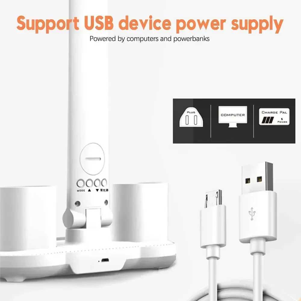 Table Lamp with Fan for Student Studying LED Desk Lamp with Pen Holder Multifunctional Touch Night Light Rechargeable C251122