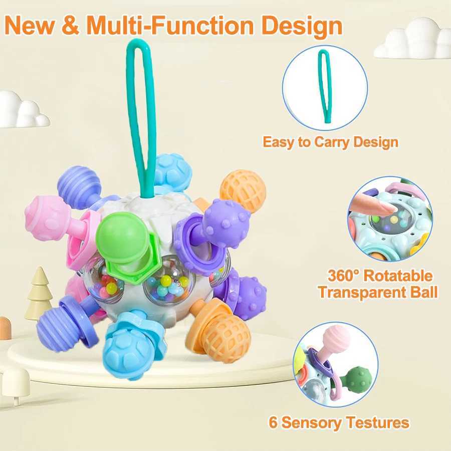 Montessori 012 Months Baby Sensory Rattle Teether Toys Grasping Activity Development Silicone Toys Birthday Christmas Gift C250913