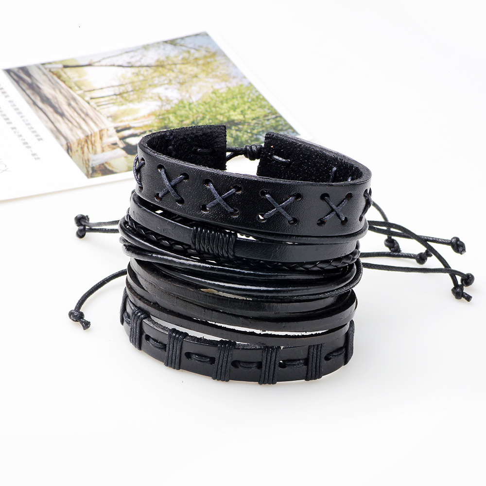 Hot Sale Five-Piece Genuine Leather Bracelet Set Men's Jewelry Accessories ddmymoon