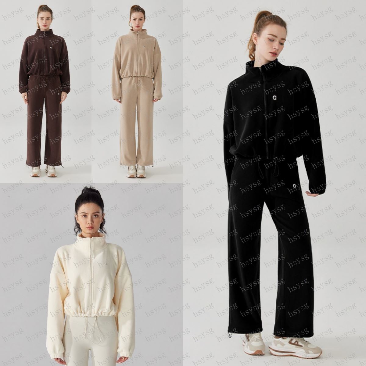 Yoga suit sweatshirt slim fit full zip jacket slightly fluffy Sherpa jacket polar wool winter mix jacket loose stand up collar sweater