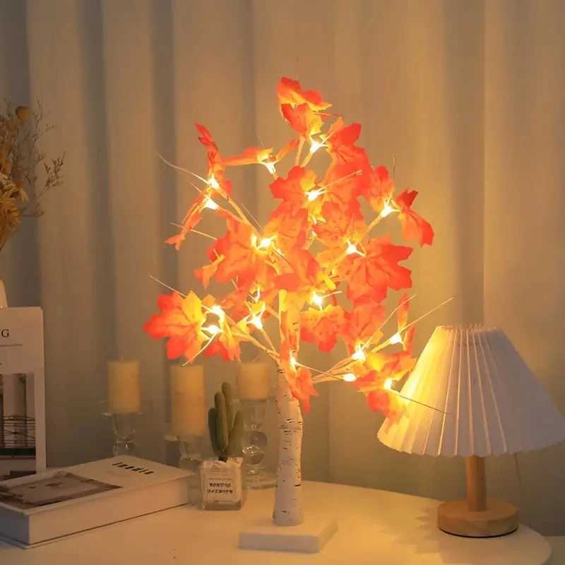 LED Maple Leaf Tree Night Light USBBattery Thanksgiving Halloween Tree Lamp Simulation Landscape Lamp For Garden Holiday Decor C250913