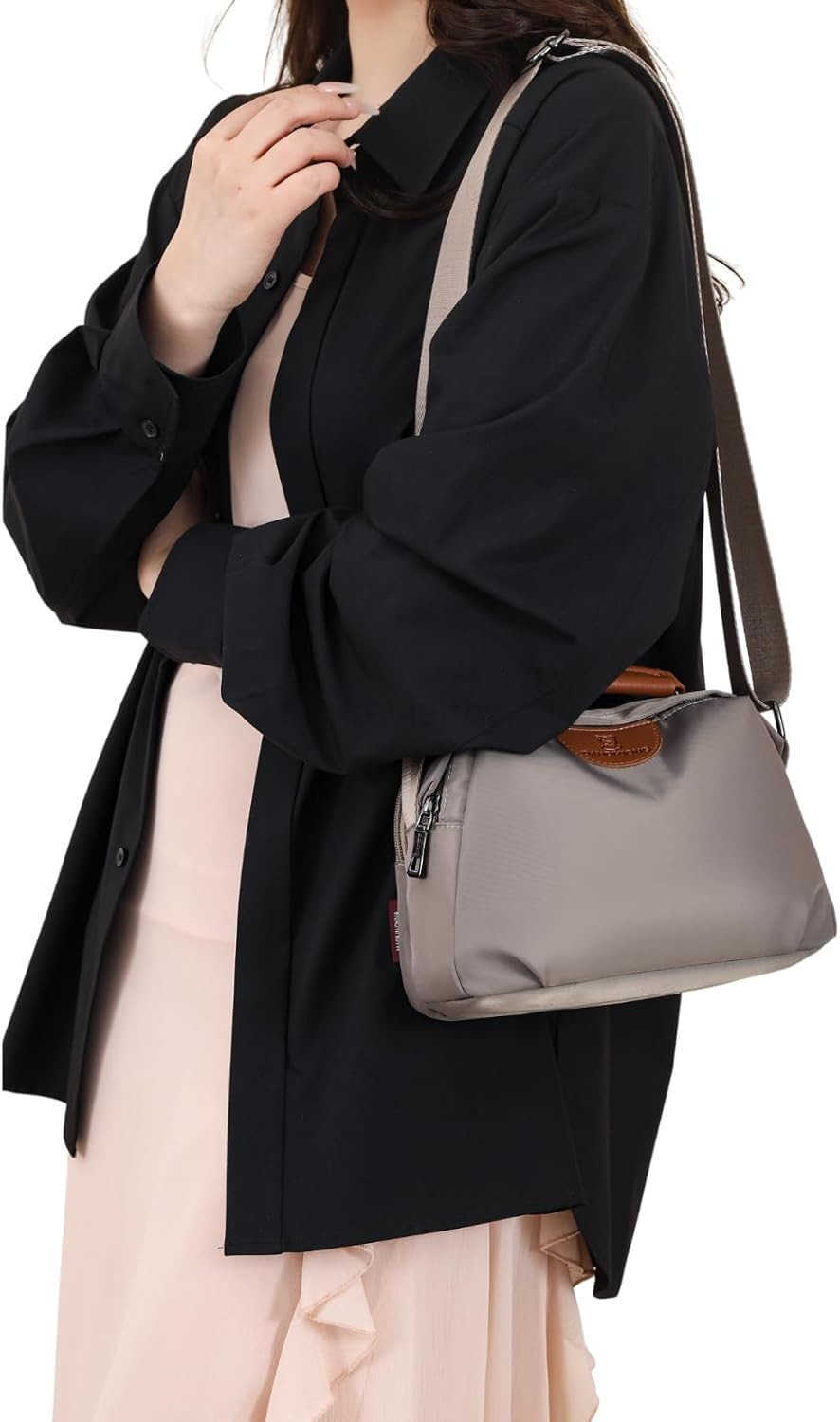 Crossbody Bags for Women Small Shoulder Bag Nylon Simple Purse with Zipper Lightweight Casual Mini PurseW250913