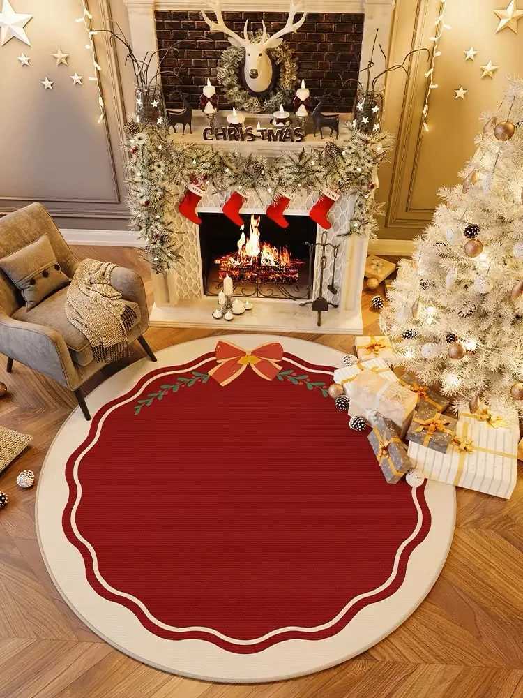VIKAMA Christmas Crystal Velvet Carpet Living Room Bedroom Festive Red Ambiance Christmas Tree Decorations Carpet Home Decor C250913