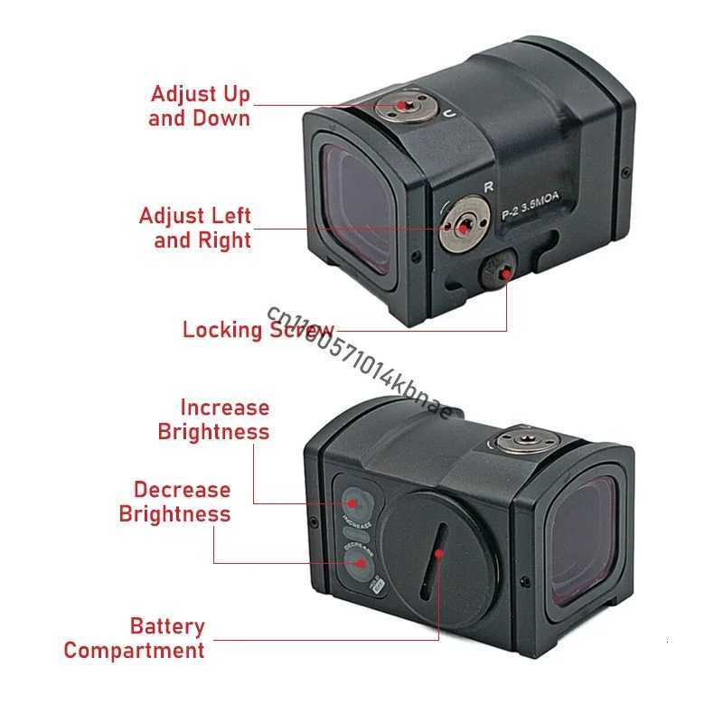 P2 Fully Enclosed Red Dot Sights Glock MOS Sight Pistol Handgun Optic Reflex Holographic Sight Rifle Scope Collimator 20mm RailW250913