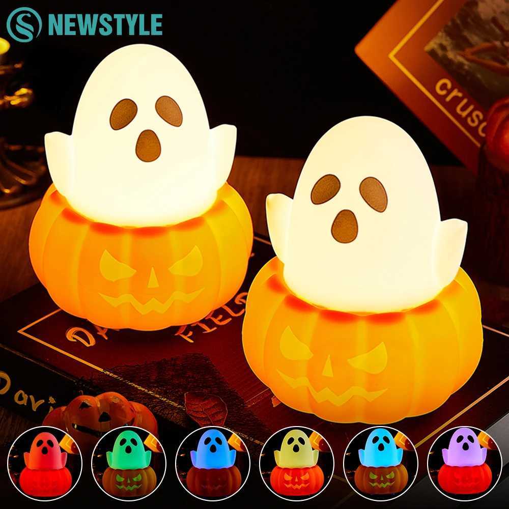 Hallowee Pumpkin Ghost Night Light Silicone Colorful Holiday Night Lamp Touch Sensor Rechargeable Beside Lamp For Holiday Decor C250913