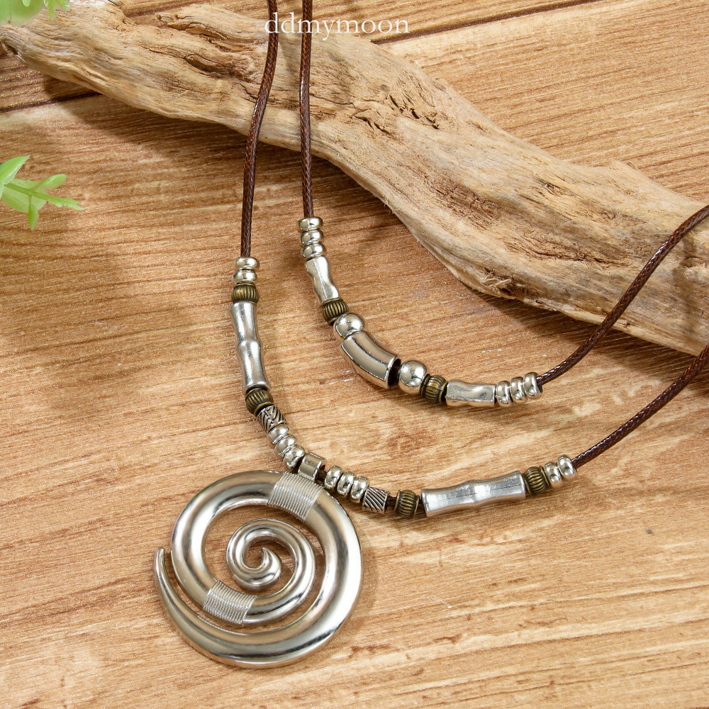 Temu Long Swirl Totem Bohemian Style Beach Women's Necklace Pendant ddmymoon