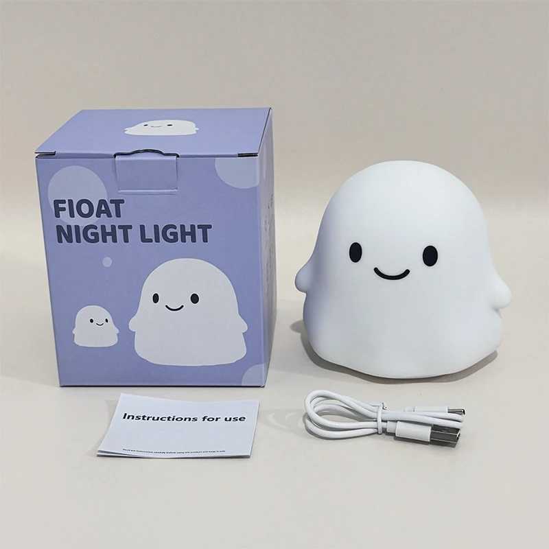 Cute Silicone Ghost Night Light Touch Dimming Daycare Night Light Rechargeable Timed Bedside Table Lamp Halloween Decorate Gift C250913