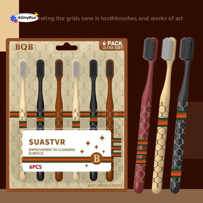 6-Pack Carded Private Domain Community Group Buy Points designer Redemption Soft Bristle Toothbrush ddmythur ddmythur