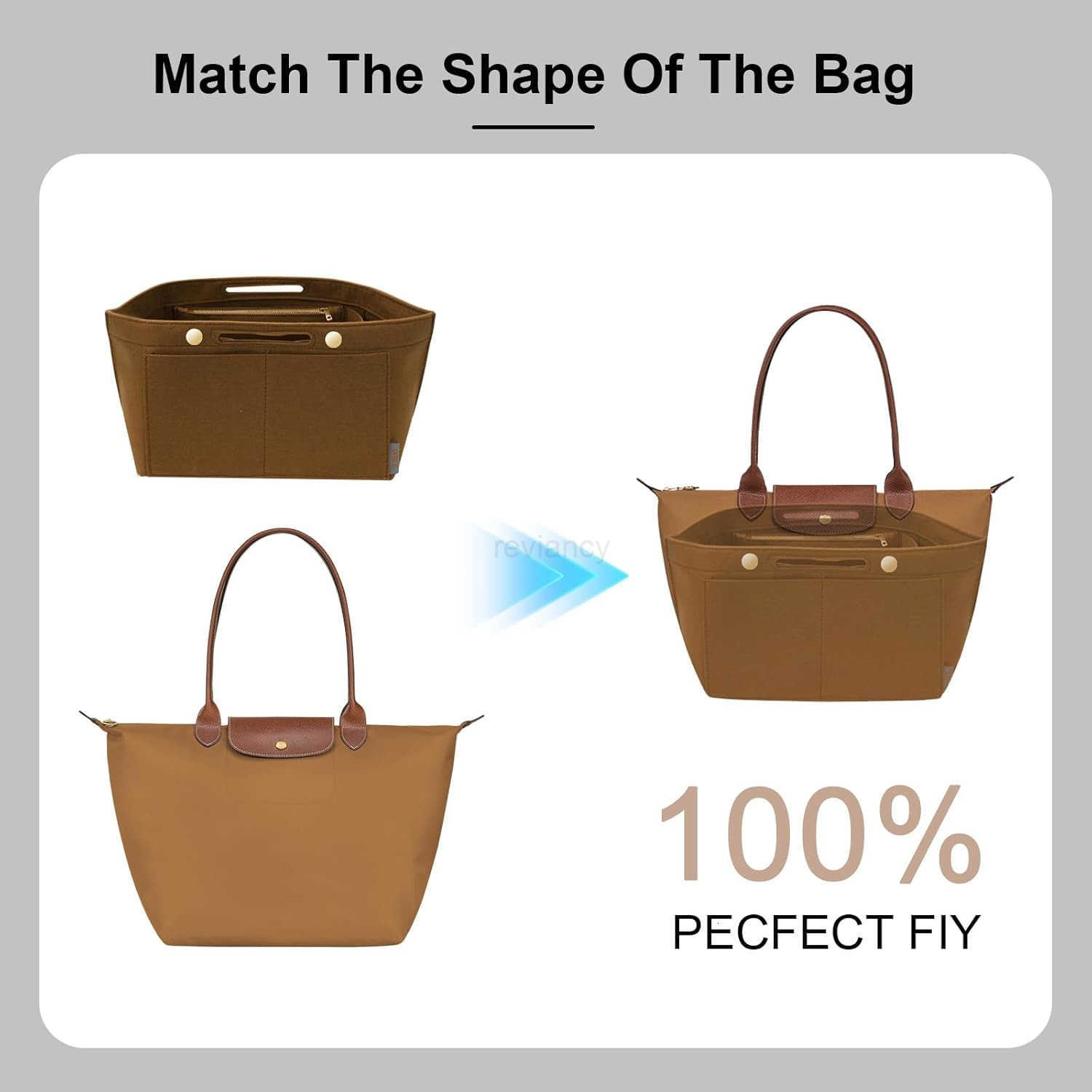 Purse Organizer Insert for LE PLIAGE Top Handle Beige SmallW250913