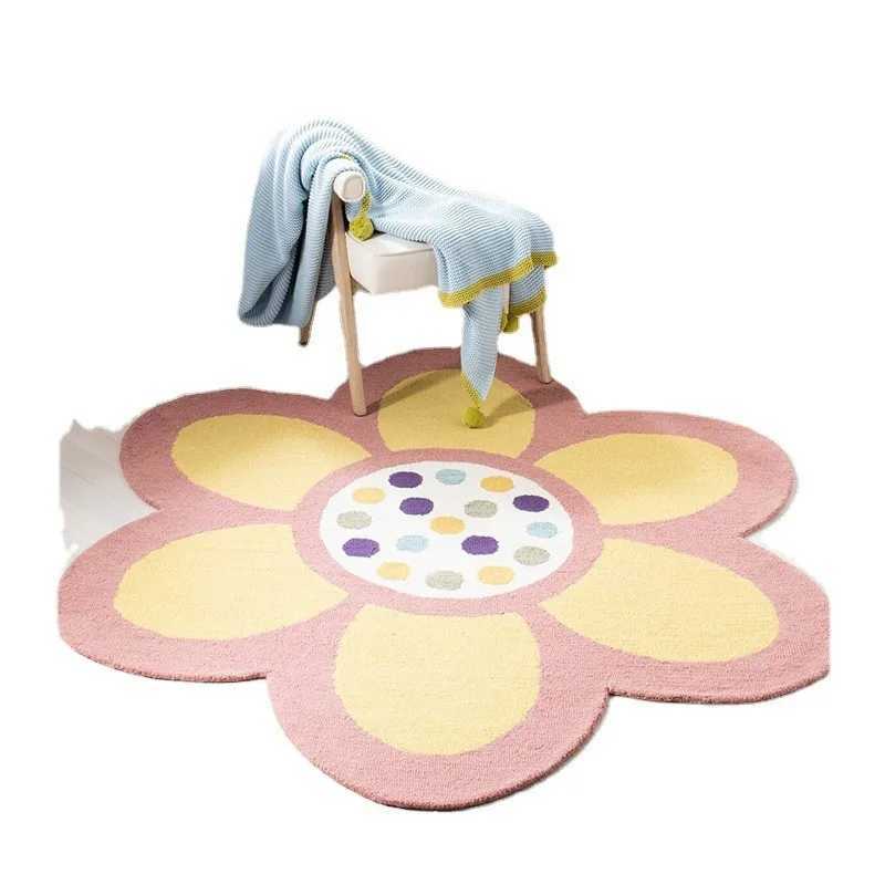 Fresh Round American Home Imitation Cashmere Flower Carpet Living Room Bedroom Bed Front Thick Absorbent Mat C913 H260226