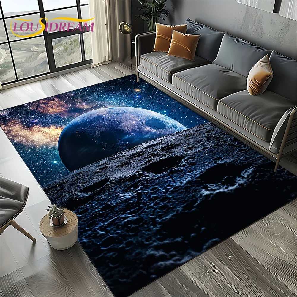 Universe Space Stars Black Hole Galaxy Earth Milky Way Carpet Rug for Living Room Bedroom Sofa DecorationNonslip Floor Mat C250913