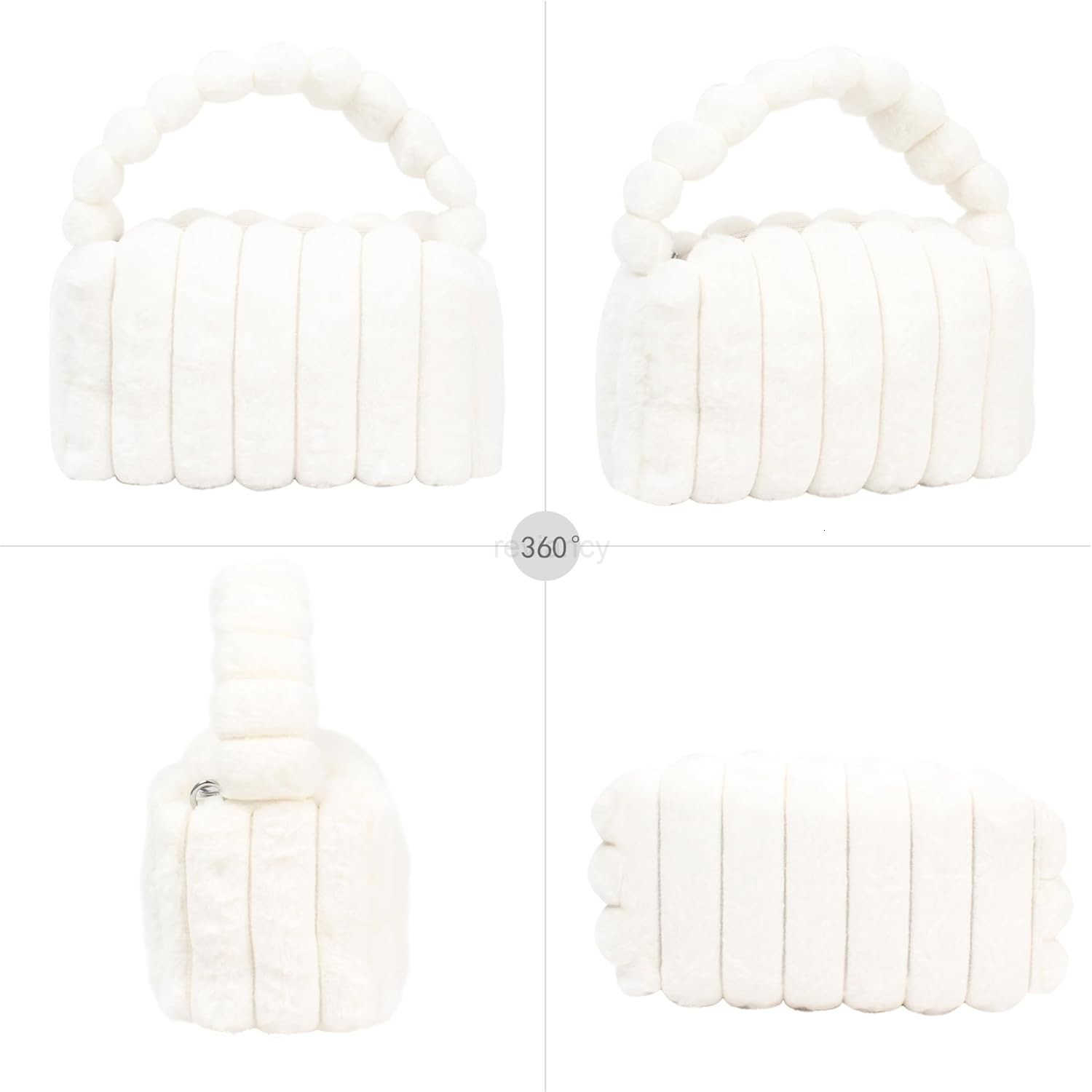 Women Faux Fur Winter Fashion Shoulder Bag Barrel Shape Drawstring Satchel PurseW250913