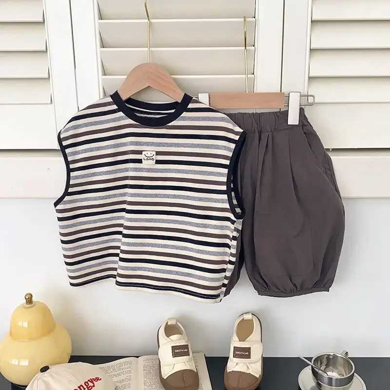 Summer Baby Clothes Sets 2 Pcs Kids Vest Short Boys Girls Tshirt Summer Thin Breathable Toddler Baby Clothes Sets Korea Style C250913