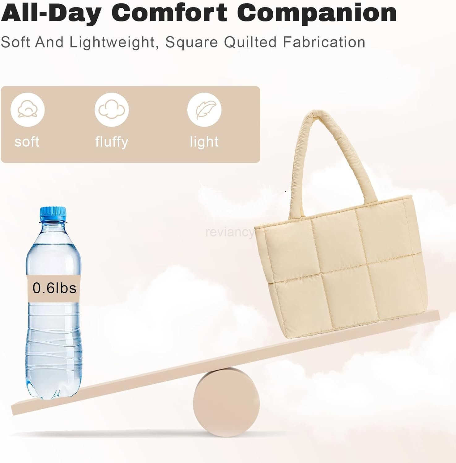 Puffer Tote Bag for Women Large Quilted Puffy Padding Shoulder Handbag Lightweight for Work Travel Gym ShopW250913