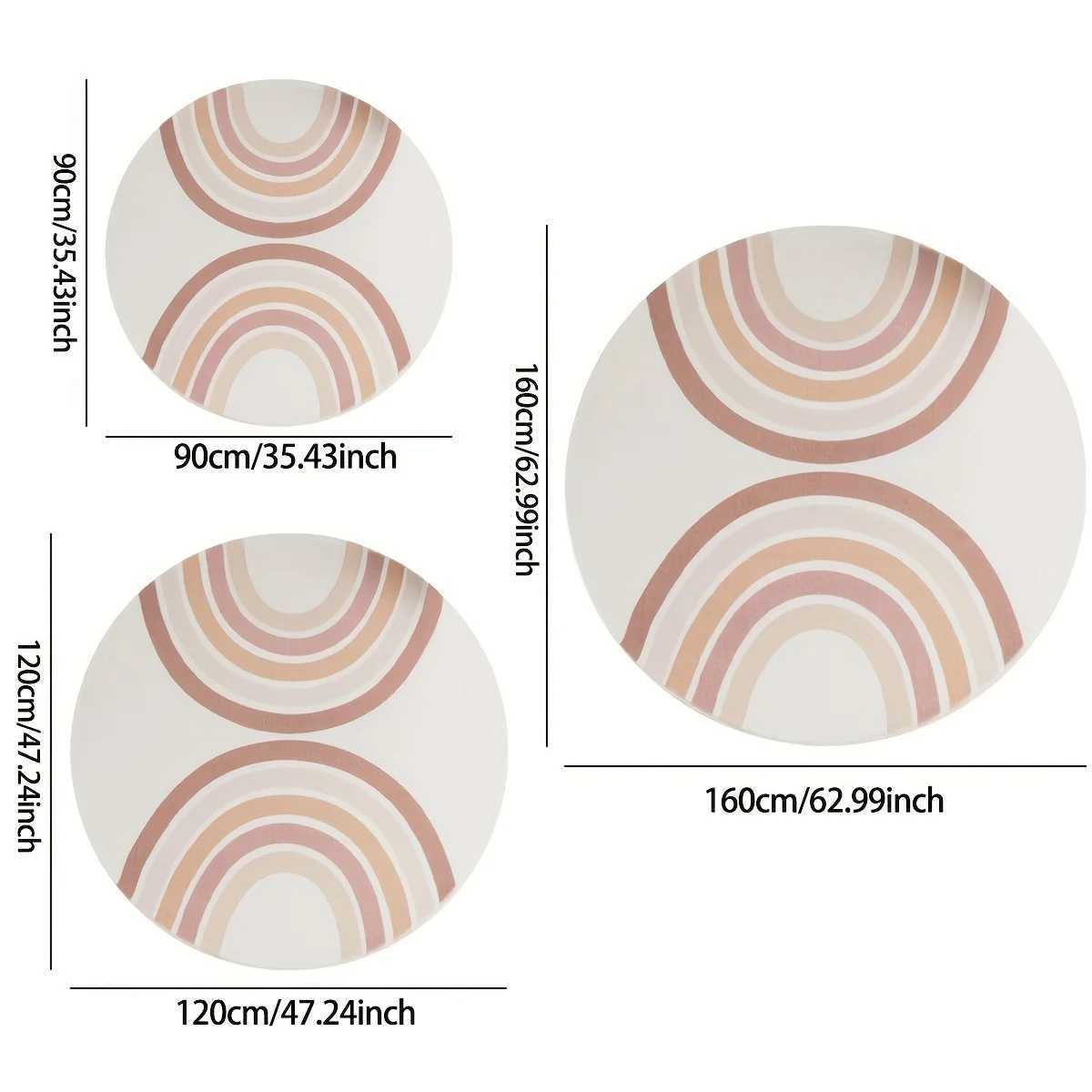 Bohemian Rainbow Round Rug Soft Polyester TPR Washable NonSlip Striped Pattern for Living RoomBedroom C250913