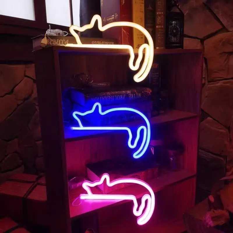 Cute Cat Neon Light LED Wall Decoration Suitable for Girls Bedrooms Living Rooms Family Gatherings Birthday Gifts C250913