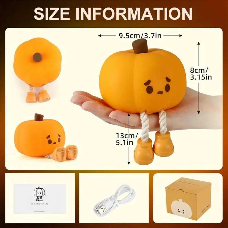 Halloween Pumpkin Night Lights Cute Soft Silicone Safe Lamp Decorations Timing Dimmable Bedside Decor Kids Baby Halloween Gifts C250913