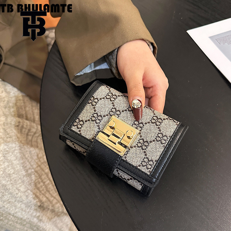 TB BHULAMTE Luxury Designer High End Wallet For Women's New Short Multi Card Slot 70% Discount Stacked Buckle Handheld Luxury Handbag Long Wallet