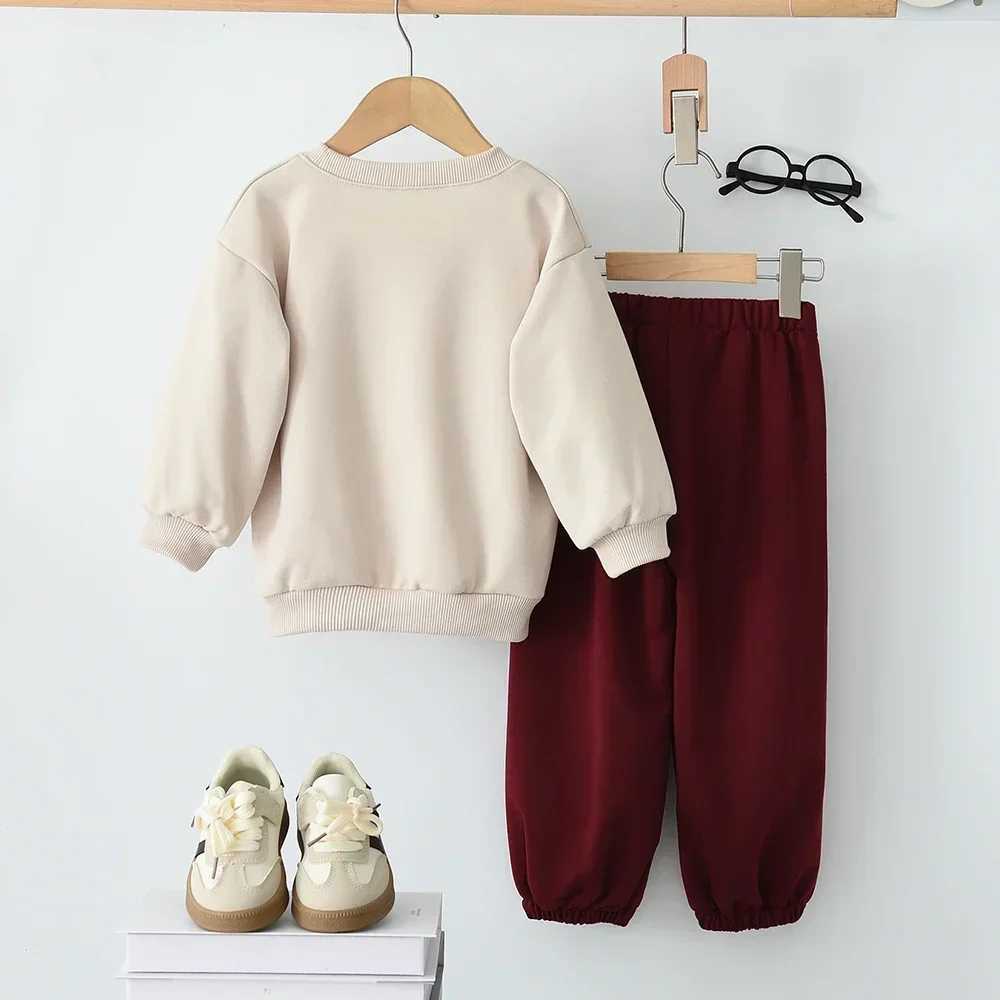 Autumn Fashion New Children Clothes Long Sleeve ONeck Top Solid Color Pants 2 Pcs Set 37 Years Girls Sports Casual Outfits C250913