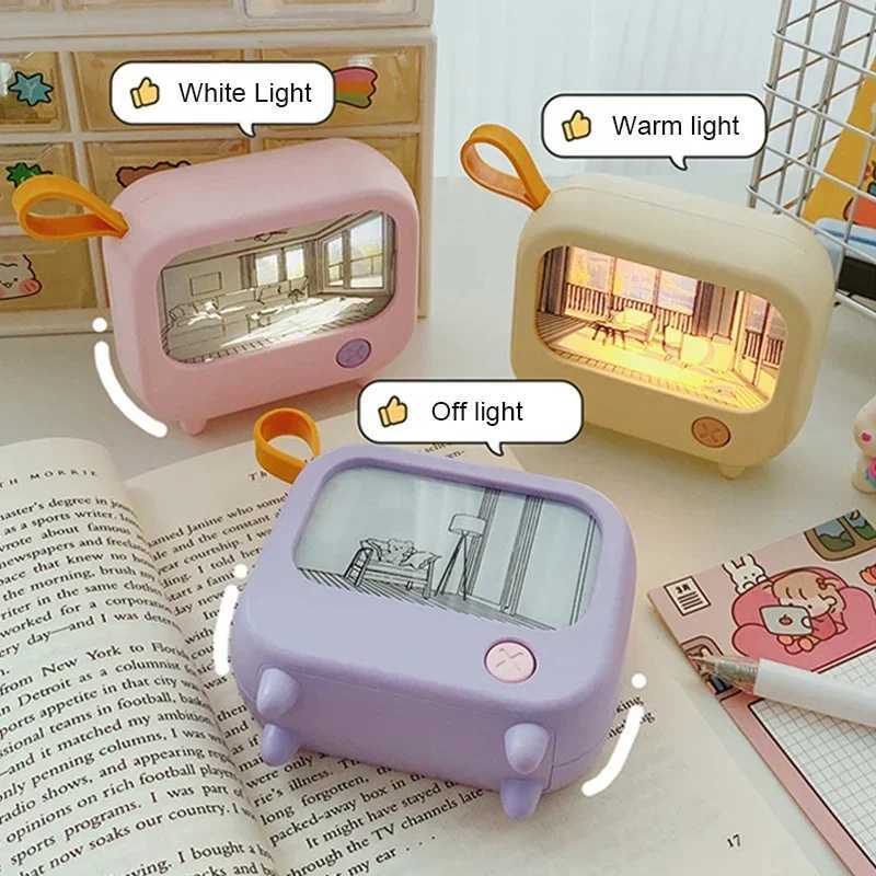 TV Painting Night Light Led Cute Child Learning Table Lamp Room Home Decoration Atmosphere Lighting Mini Desktop Birthday Gift C250913