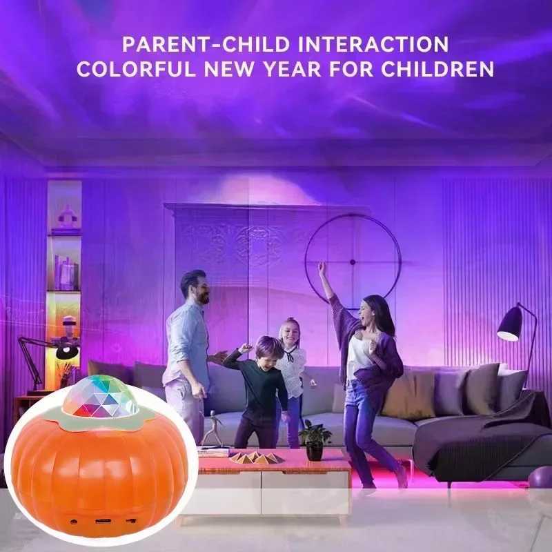 Pumpkin Water Ripple Galaxy Projector Light LED Night Lamp USB Rechargeable Remote Control Music Sync Room Party Halloween Decor C250913