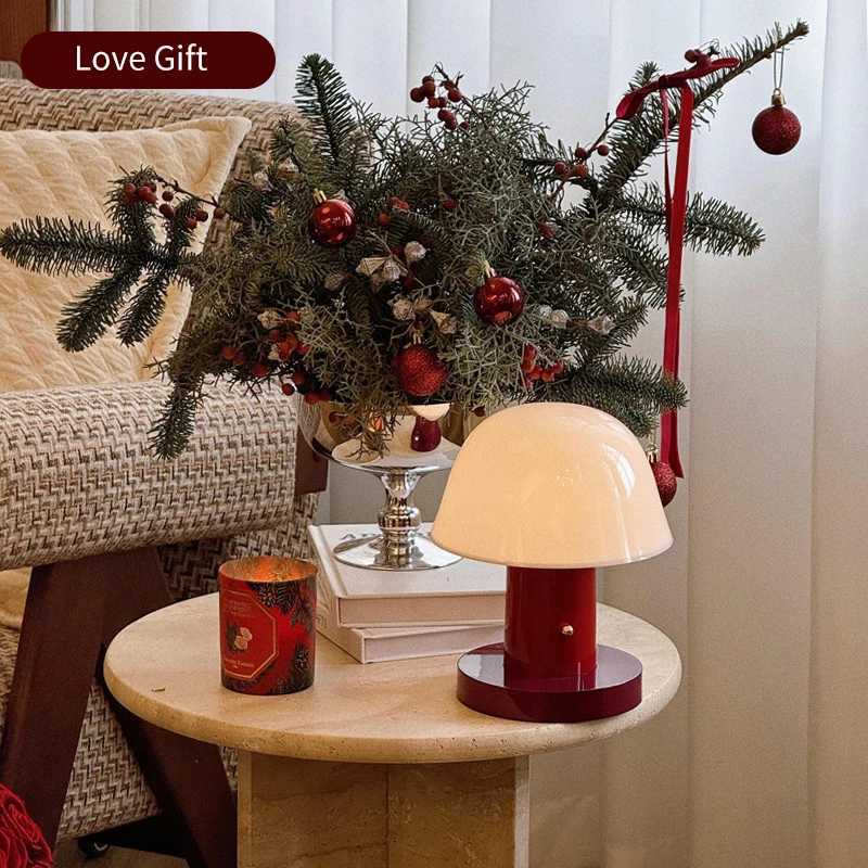 Mushroom Table Lamp Warm Color Night Light USB Rechargeable LED Touch Desk Light Piano Coating Surface Love Gift Lamp C250913