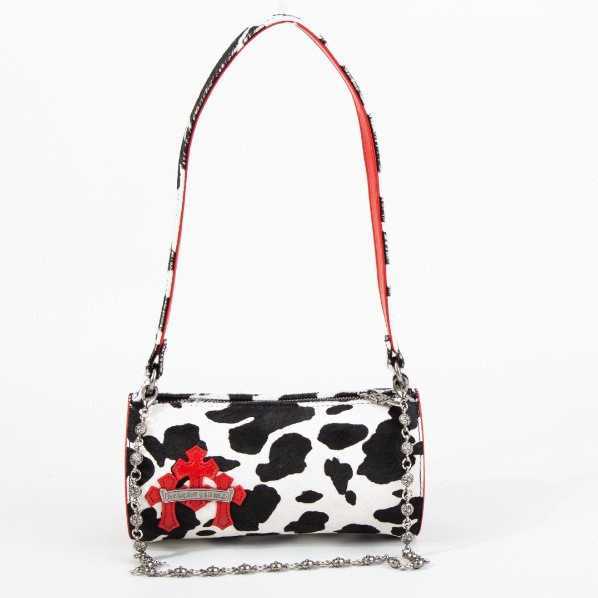 Genuine Leather Women's Leopard Print Cylinder Shoulder Bag with Color Block - Elegant Niche Light Luxury Accessory