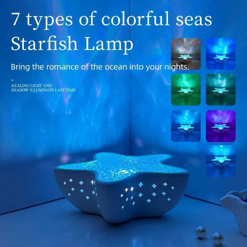 Starfish D Night Light Rechargeab Tab Lamp Northern Ocean Wave jector Lights Romantic For Bedroom Desk Festival Decor W250913