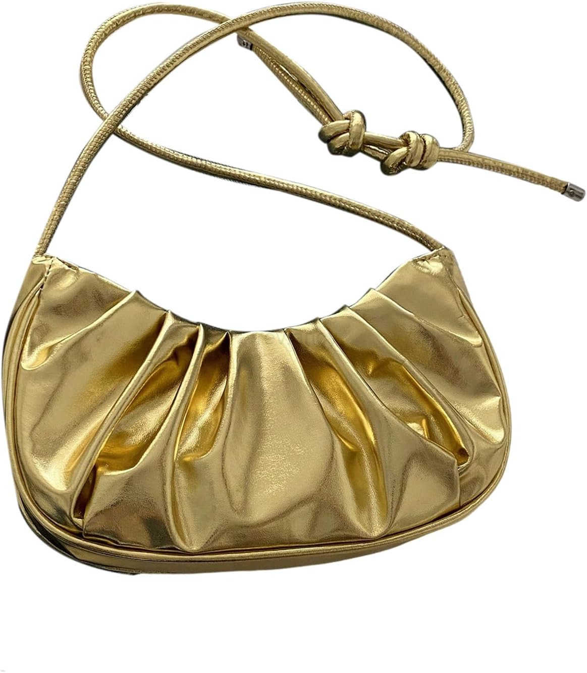 Womens Gold Purse Ruched Metallic Shoulder Handbags Top Handle Underarm BagW250913