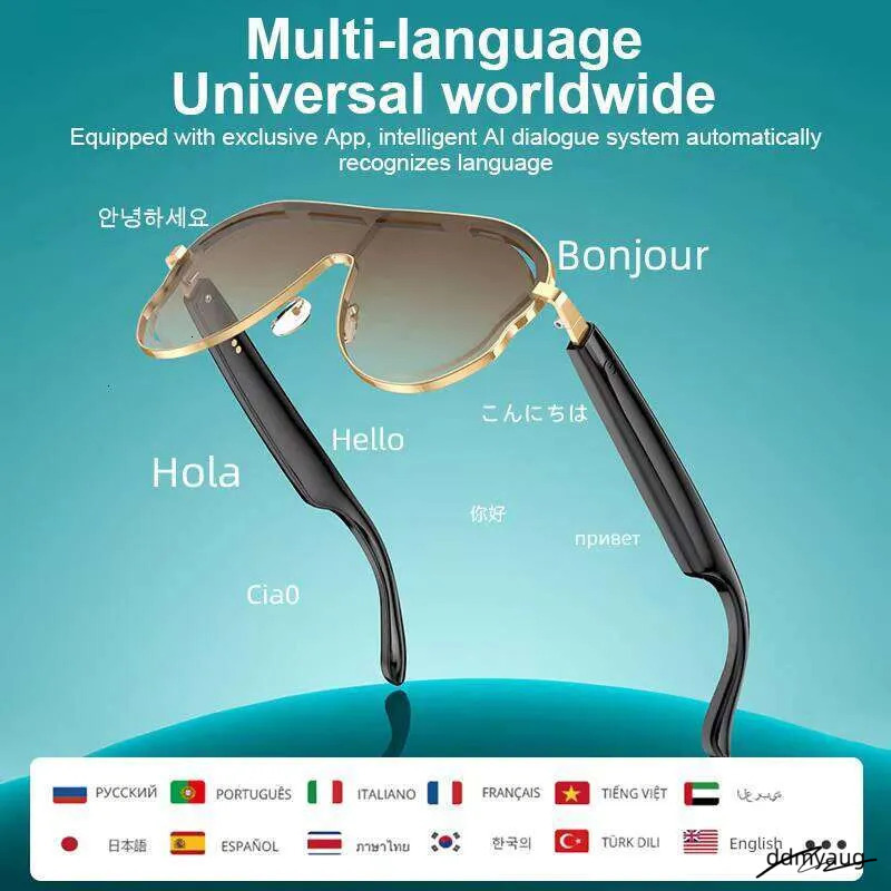 AI Smart Translation Glasses - Bluetooth Sunglasses With Audio, Touch Control & UV Protection (Stainless Steel Frame) ddmyAug