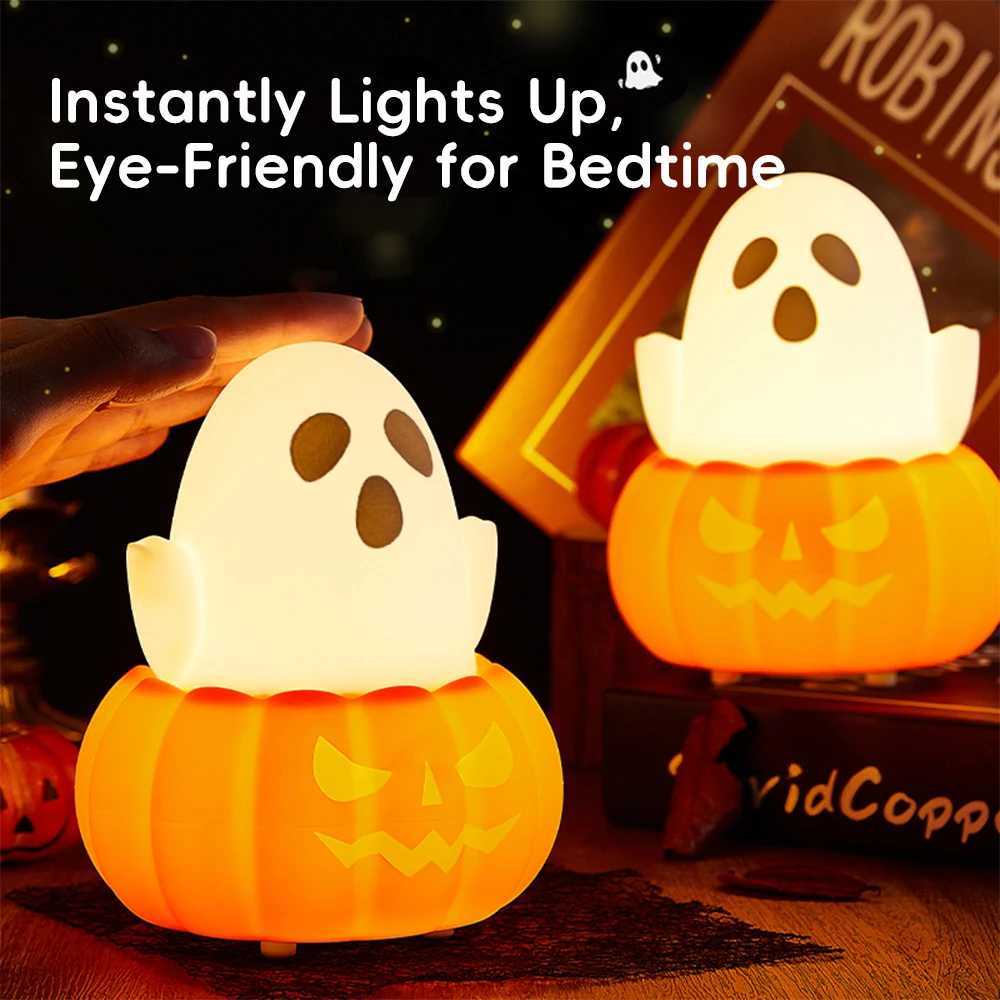 Hallowee Pumpkin Ghost Night Light Silicone Colorful Holiday Night Lamp Touch Sensor Rechargeable Beside Lamp For Holiday Decor C250913