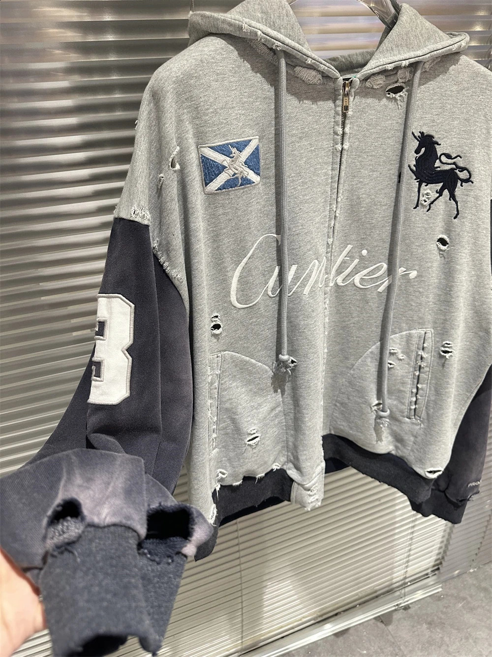 Patchwork PROJECT G/R Vintage Embroidered Warhorse Pattern Pullover Men Women Quality Hoodie 250815