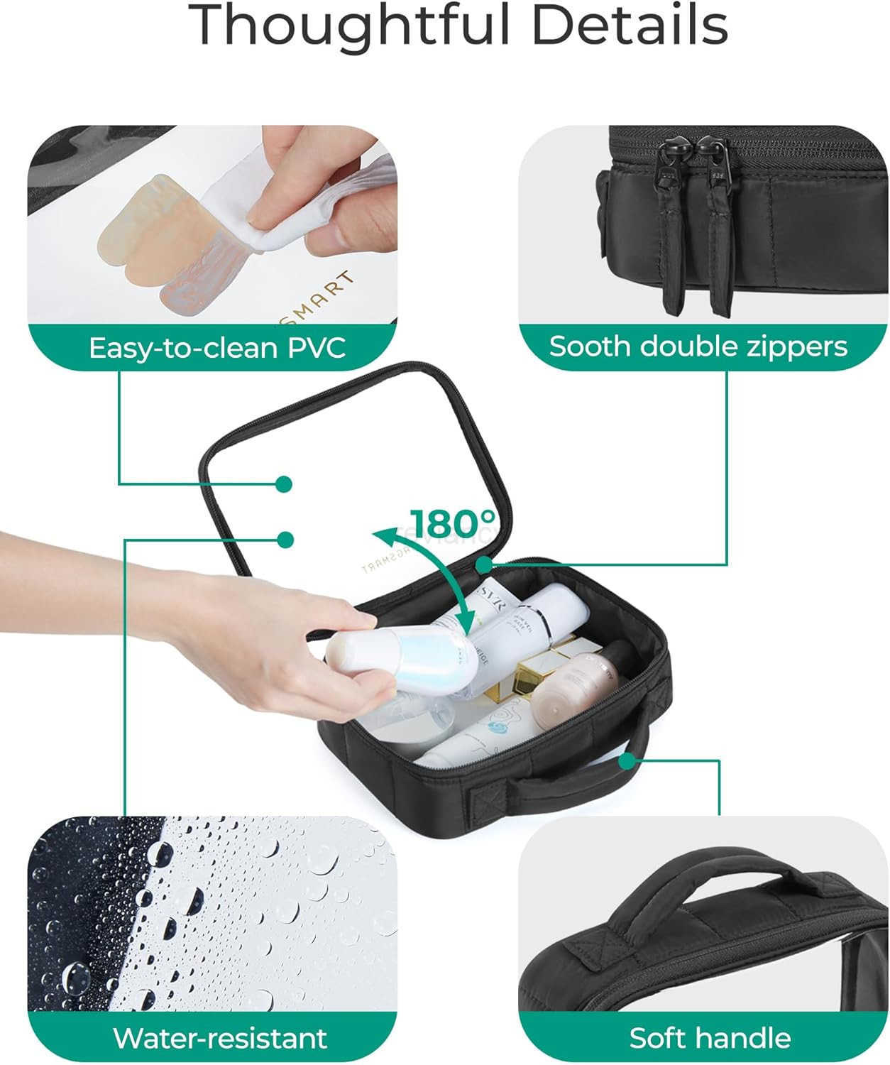 Clear TSAApproved Toiletry Bag Large Opening Quart Sized Makeup Bag with Handle Double Zipper Clear Cosmetic Organizer for WomenW250913