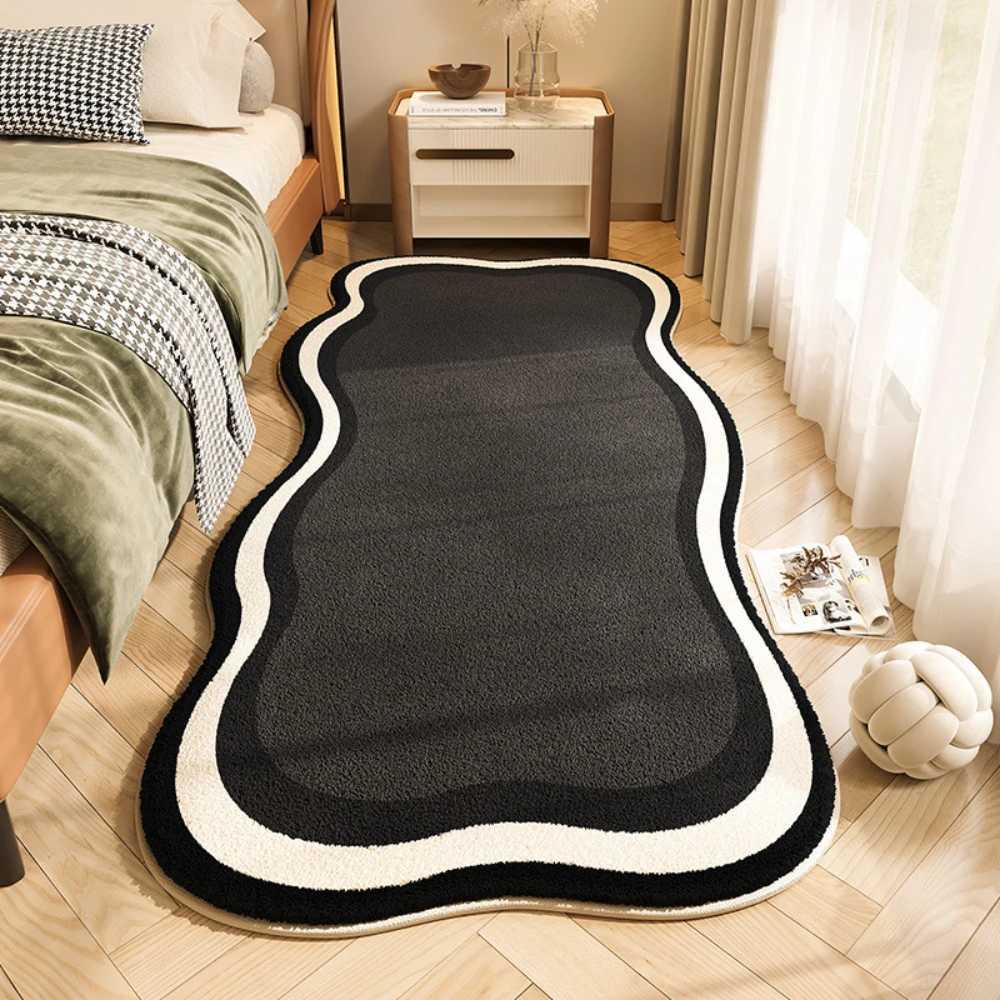 VIKAMA Rug For Bedroom Strips Of Flannel Modern Simple Solid Color Bedroom Bedside Carpet Sofa Window Carpet C250913