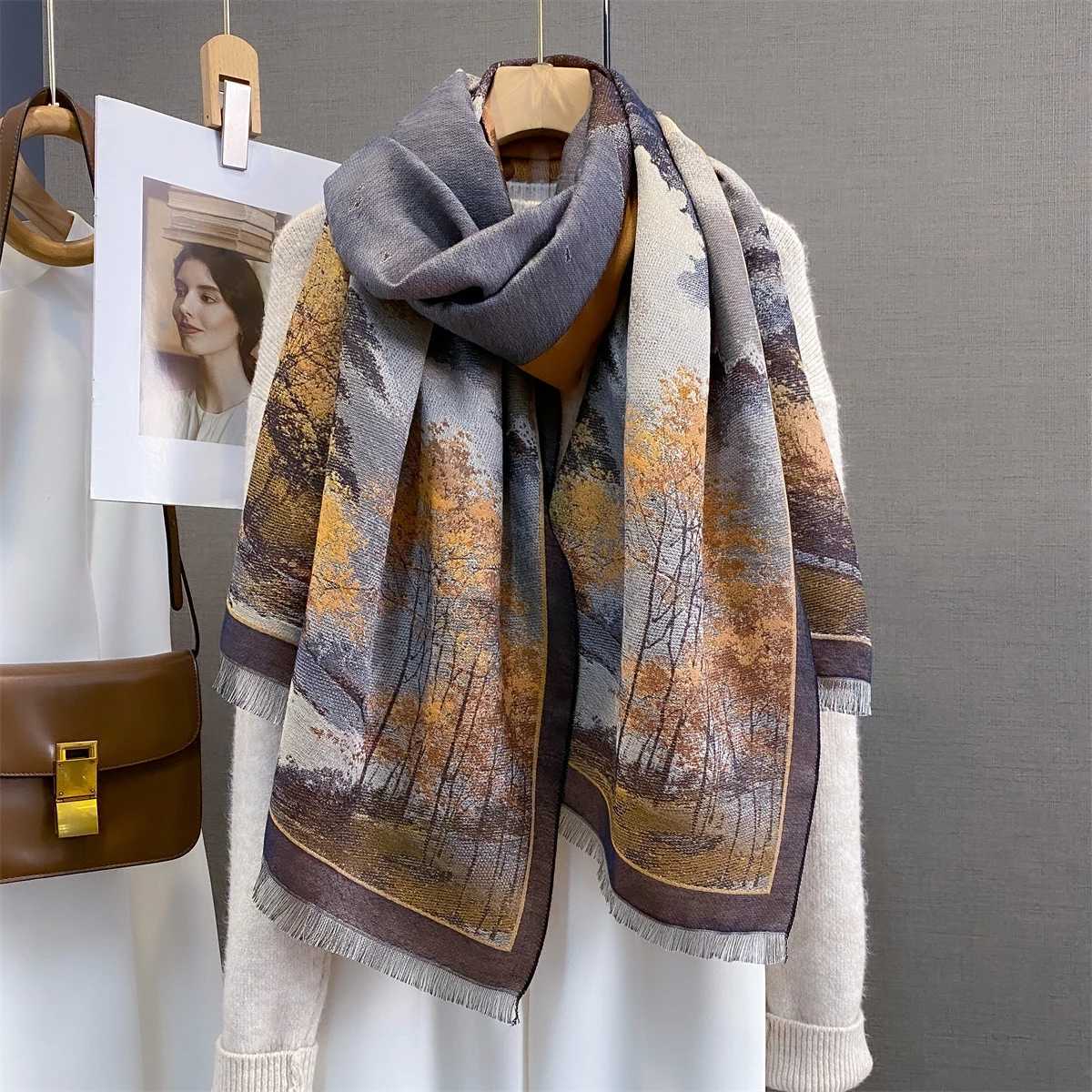 Luxury 70185cm Warm Scarf For Wen Tassel Shawl Imitation Cashmere Pashmina Warps AutumnWinter Coldproof Windproof Blanket G250912