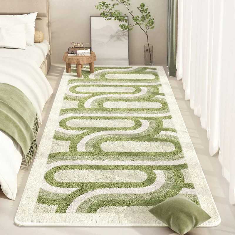 VIKAMA Fresh Green Plush Carpet Bedroom Bed Soft Skin Carpet Bay Window Long Strip Carpet Living Room Sofa Carpet Home Decor C250913