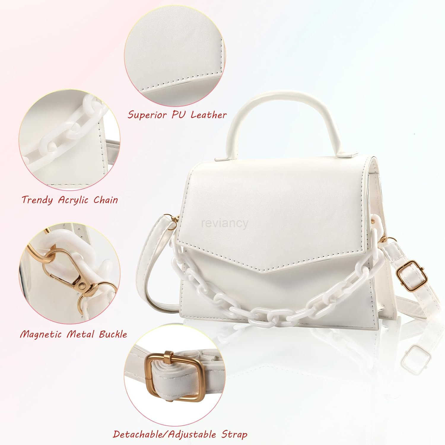Small Crossbody Bags for Women Girls Trendy Top Handle Satchel Purses with Detachable Acrylic ChainW250913