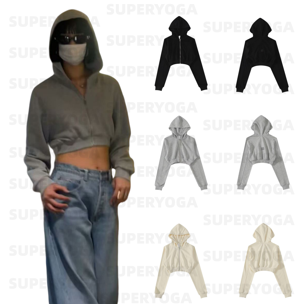 Aloness Women Clothes Yoga Zip-Up hoodie and Sweatpants Set Activewear Gym Sportswear Women's Fitness Apparel Yoga Crop Top Women Fitness Clothing for Workout