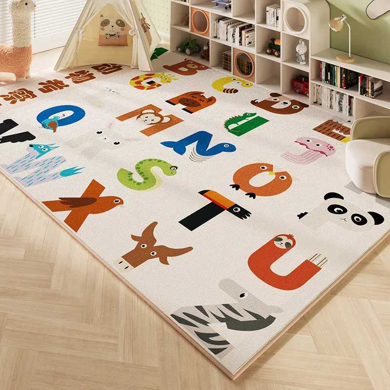 VIKAMA Cartoon Imitation Cashmere Carpet Childrens Floor Mat Living Room NonSlip Reading Area Carpet Baby Bedroom Crawling Mat C250913