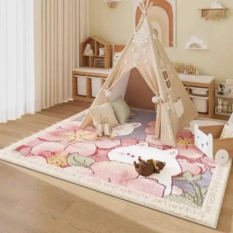 VIKAMA Imitation Cashmere Cartoon Cute Carpet Family Childrens Room Cream Wind NonSlip Mattress Bedroom Baby Crawling Blanket C250913