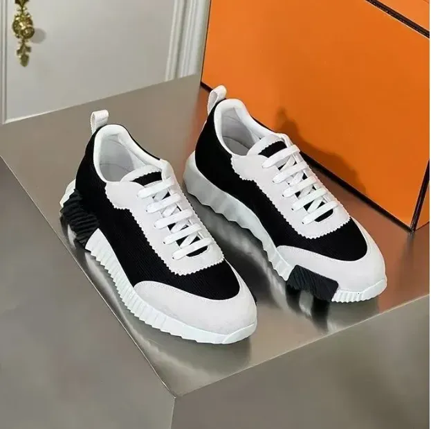 Brand h designer trainers Bouncing sneakers for Men Casual shoes Leather And Mesh Lace Up Sports Runner trainer Shoes Rubber Sole Man Low Top Street