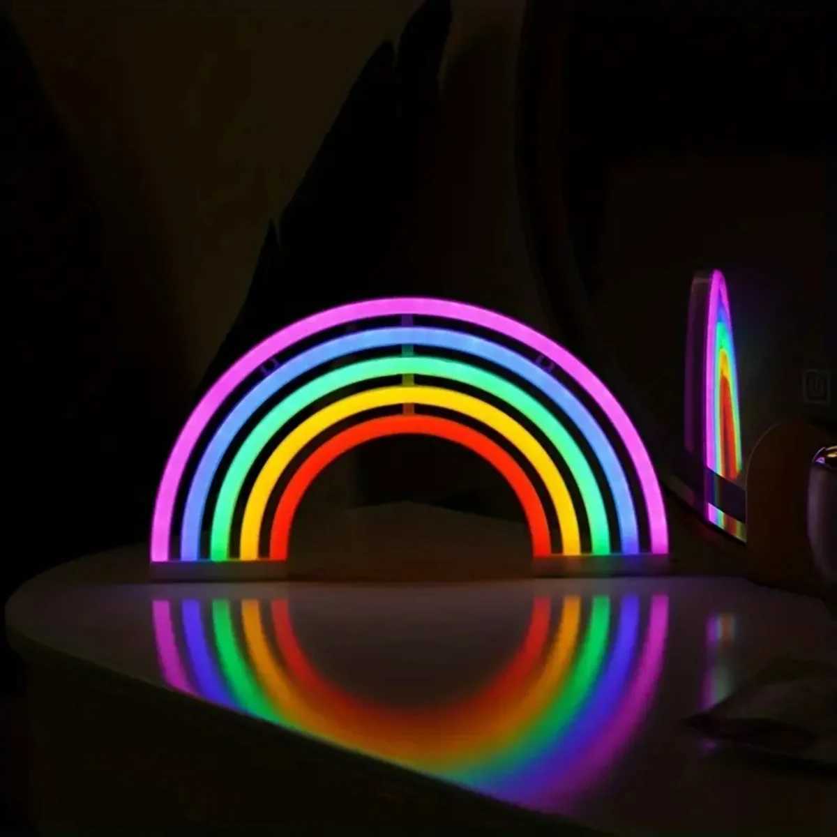 1pc 30cm1181in165cm649in Colorful Rainbow Neon Light Colorful And Vibrant Neon Desktop Night Lamp For Birthday Party Home C250913