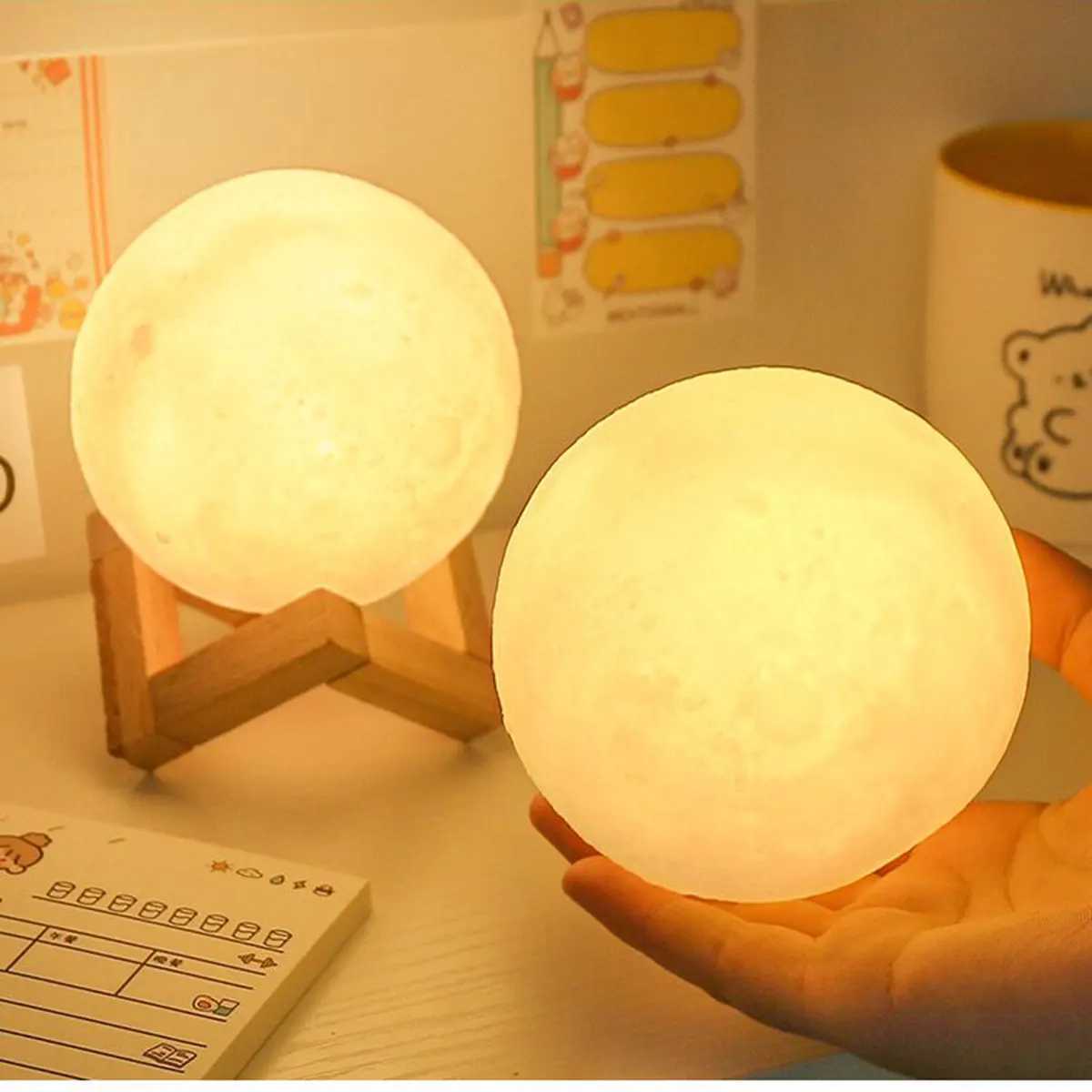 8cm Moom Night Light Romantic Atmosphere Creative Gift Moon Light LED Bedroom Bed Decoration Ambiance Light Lamp Soft Warm Light C251122