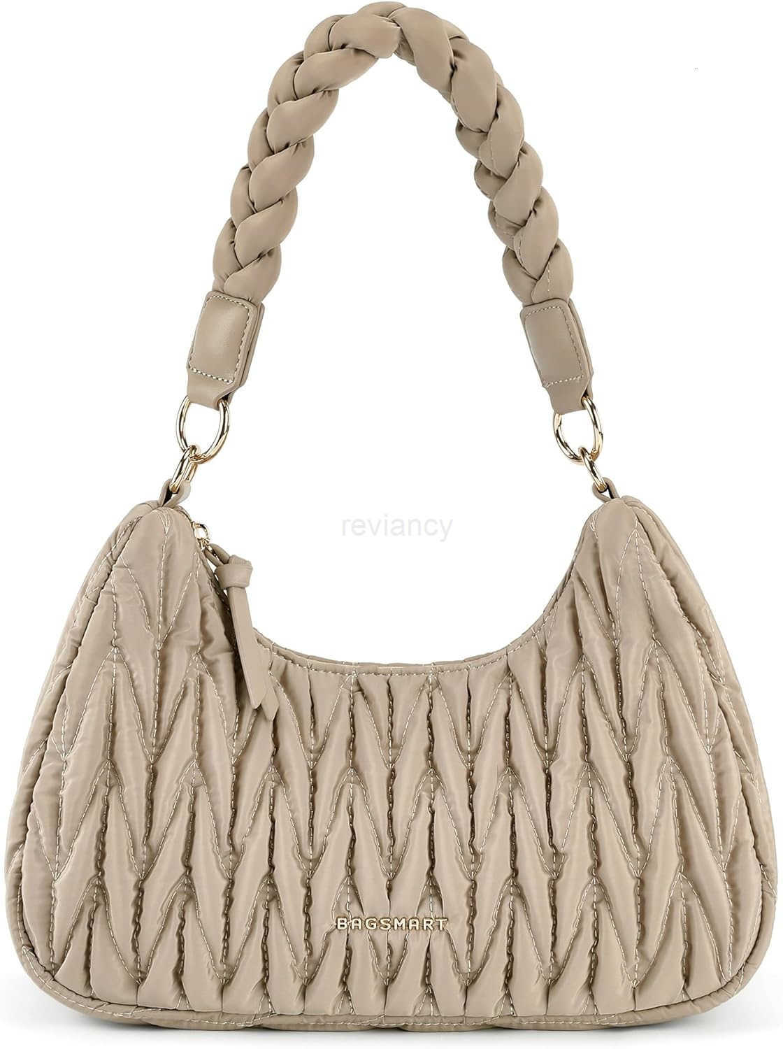 Small Shoulder Bags for Women Puffy Cute Purses for Women with Woven TopHandle Quilted Crescent Hobo HandbagW250913