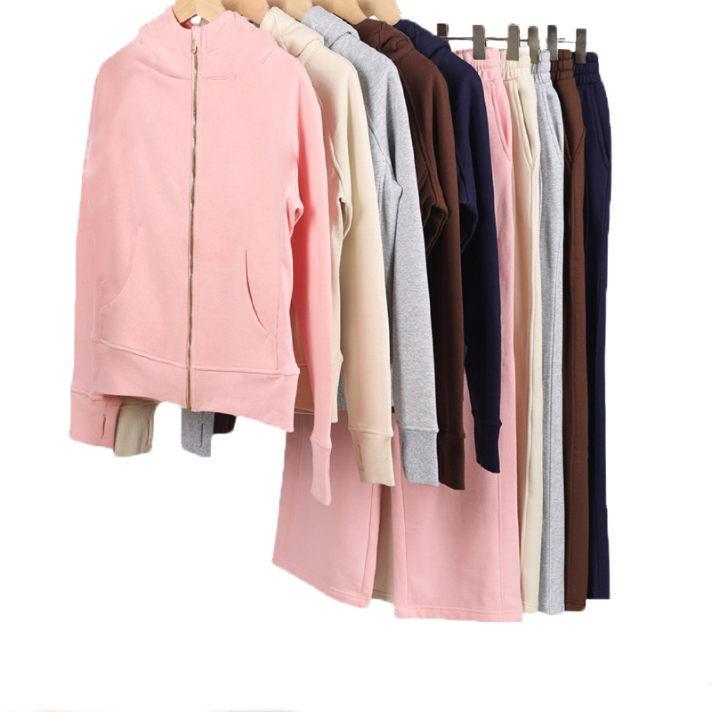 Women's Hooded Loose Half-Zipper Sweater Stand-up Collar Two Piece Set Sweater and Sweatpants Set Autunm Winter Sports Cardigan Jacket Yoga Tracksuit