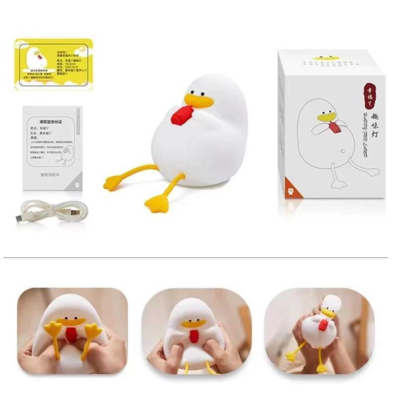 LED Night Light Rechargeable Duck Night Lamp Silicone Dimmable Lamps Bedside Nightlights Room Decor Kids Gift C250913
