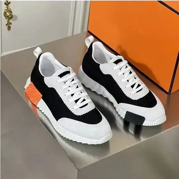 Brand h designer trainers Bouncing sneakers for Men Casual shoes Leather And Mesh Lace Up Sports Runner trainer Shoes Rubber Sole Man Low Top Street